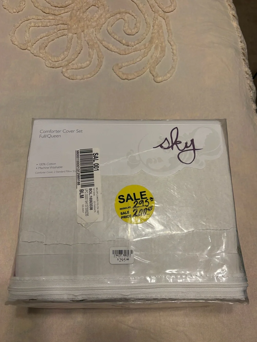 Full/Queen Sky Wildflowers Comforter Cover-White background with flower print
